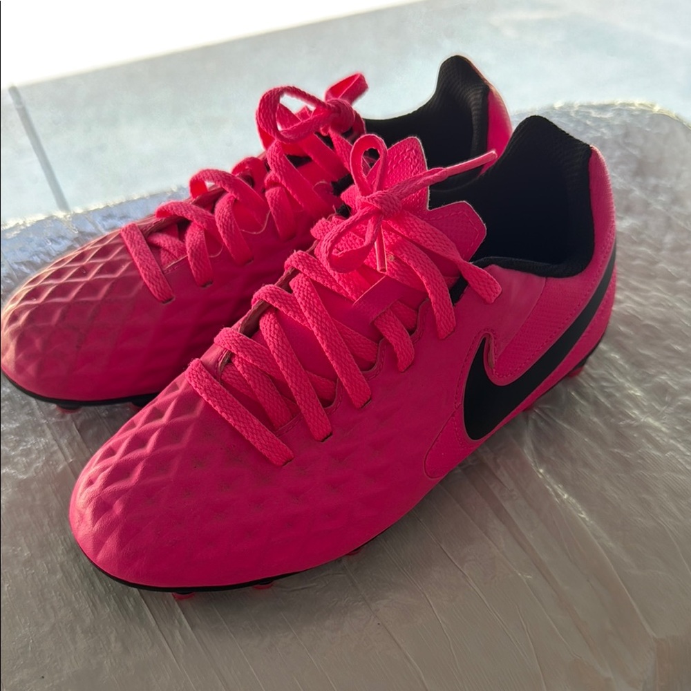 Nike Kids Bright Pink Cleats.